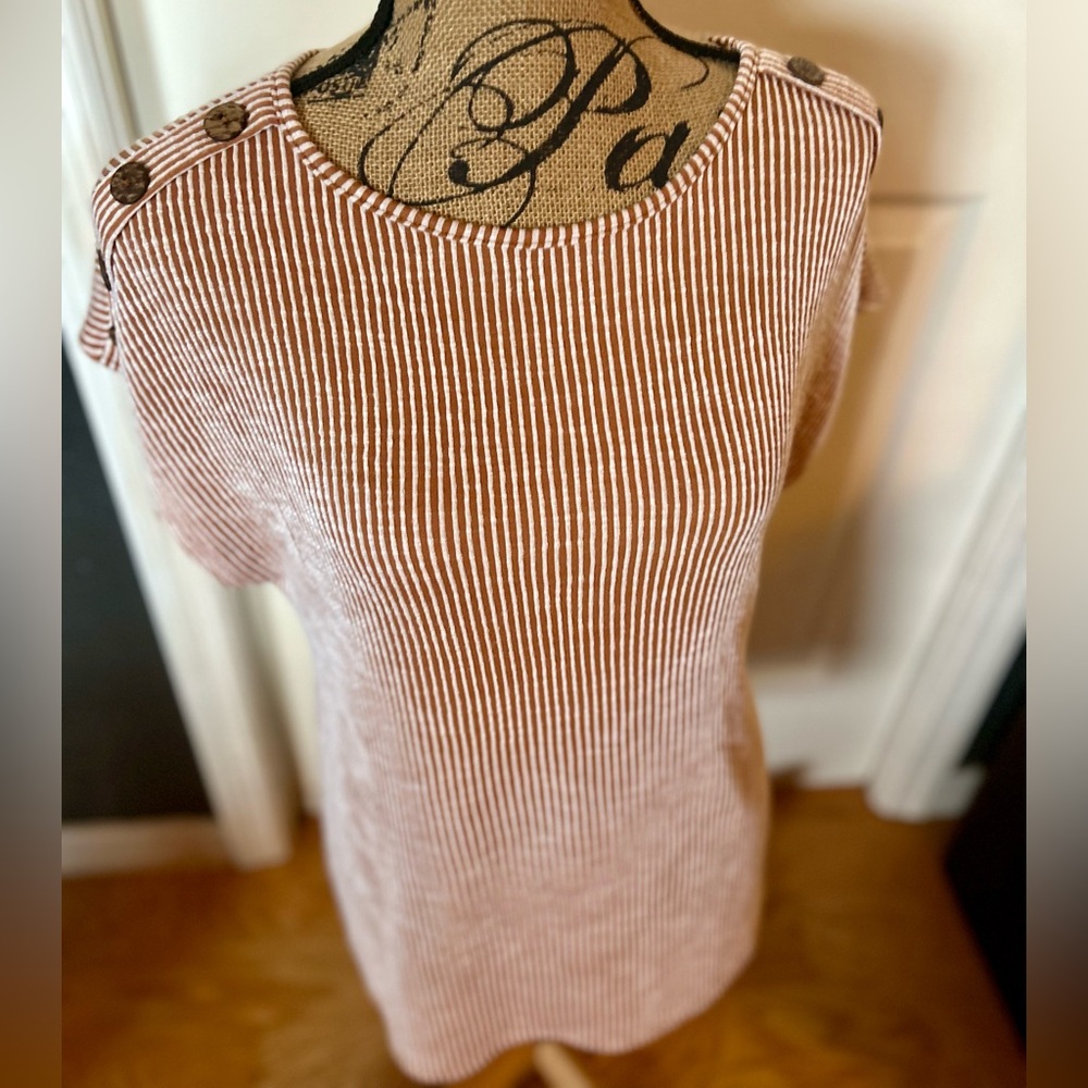 Final Price Clearances Grand Ave Design Burgundy Soft Striped Tunic Top 1X - Picture 10 of 16